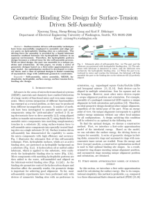 Geometric Binding Site Design for Surface-Tension Driven Self-Assembly