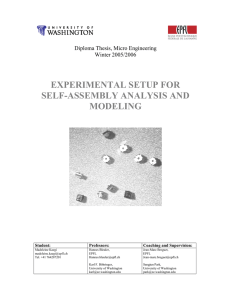 EXPERIMENTAL SETUP FOR SELF-ASSEMBLY ANALYSIS AND MODELING
