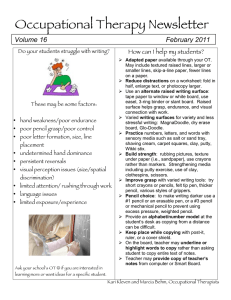 Occupational Therapy Newsletter Volume 16  How can I help my students?