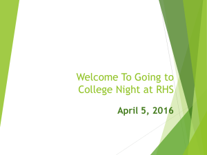 Welcome To Going to College Night at RHS April 5, 2016
