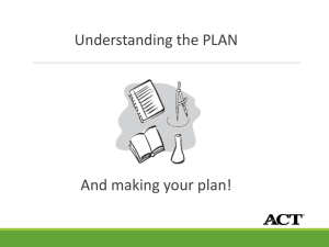 Understanding the PLAN  And making your plan!