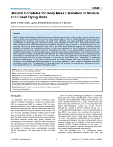 Skeletal Correlates for Body Mass Estimation in Modern Daniel J. Field