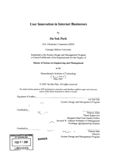 User  Innovation in Internet Businesses Jin Suk Park