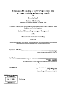 Pricing and licensing  of software  products and