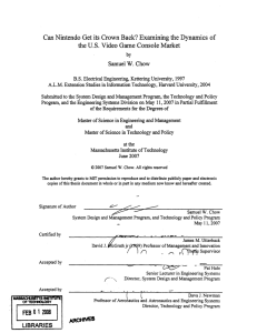 Can Nintendo  Get its  Crown  Back? Examining... U.S. Samuel  W.  Chow