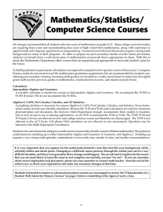 Mathematics/Statistics/ Computer Science Courses