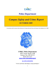 Campus Safety and Crime Report Police Department OCTOBER 2009