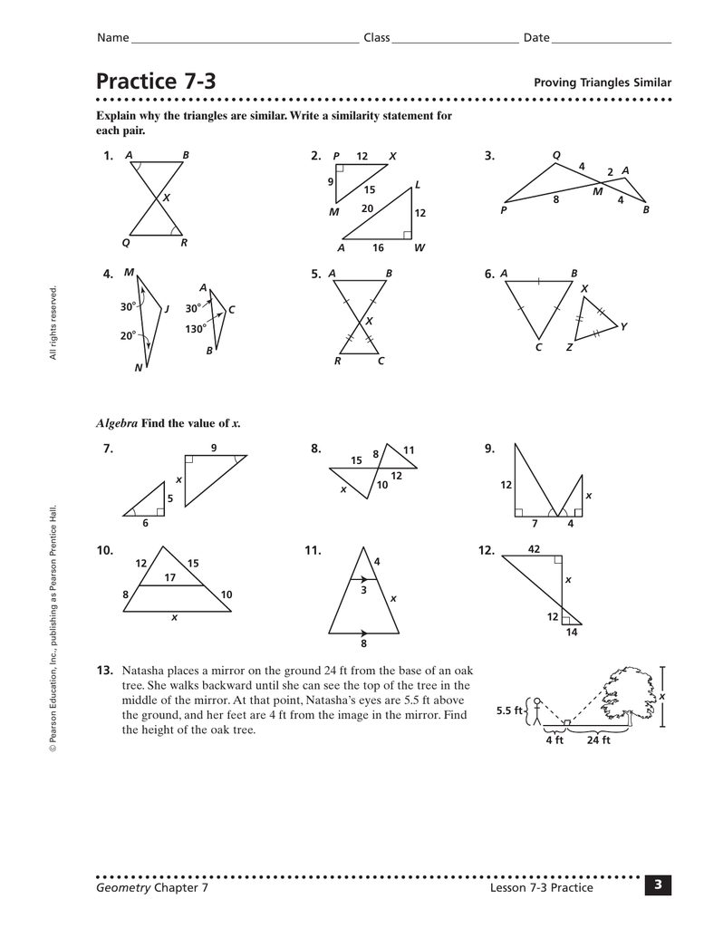 Practice 24-24 In Proving Triangles Similar Worksheet