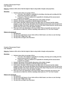 Geometry Measurement Project Unit: Similarity