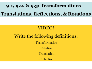 9.1, 9.2, &amp; 9.3: Transformations -- Translations, Reflections, &amp; Rotations VIDEO!