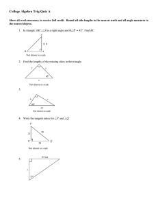 College Algebra Trig Quiz A