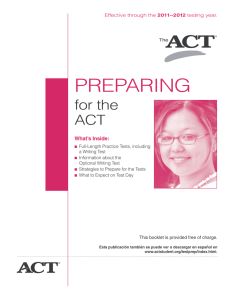 PREPARING for the ACT What’s Inside: