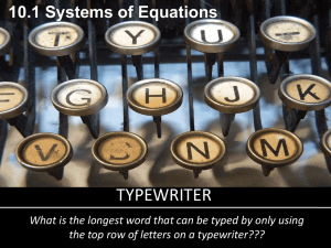 TYPEWRITER 10.1 Systems of Equations