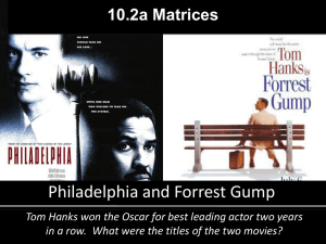Philadelphia and Forrest Gump 10.2a Matrices