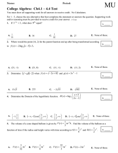 MU College Algebra:  Ch4.1 – 4.4 Test