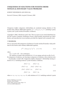 UNIQUENESS OF SOLUTIONS FOR FOURTH-ORDER NONLOCAL BOUNDARY VALUE PROBLEMS