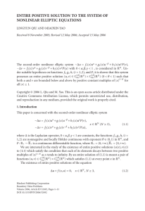 ENTIRE POSITIVE SOLUTION TO THE SYSTEM OF NONLINEAR ELLIPTIC EQUATIONS