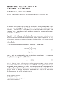 RADIAL SOLUTIONS FOR A NONLOCAL BOUNDARY VALUE PROBLEM