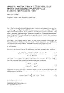 MAXIMUM PRINCIPLES FOR A CLASS OF NONLINEAR SECOND-ORDER ELLIPTIC BOUNDARY VALUE