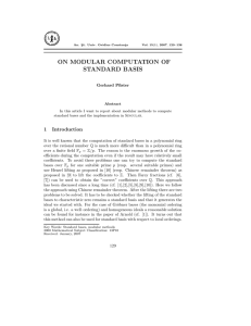 ON MODULAR COMPUTATION OF STANDARD BASIS Gerhard Pfister