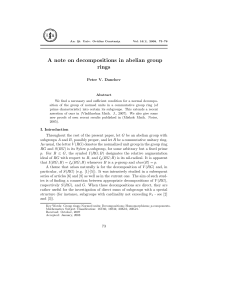 A note on decompositions in abelian group rings Peter V. Danchev