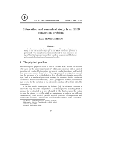 Bifurcation and numerical study in an EHD convection problem Ioana DRAGOMIRESCU