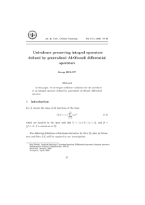 Univalence preserving integral operators defined by generalized Al-Oboudi differential operators Serap BULUT