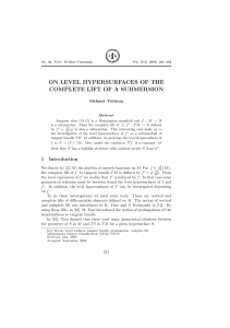 ON LEVEL HYPERSURFACES OF THE COMPLETE LIFT OF A SUBMERSION Mehmet Yıldırım