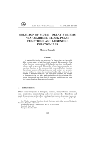SOLUTION OF MULTI - DELAY SYSTEMS VIA COMBINED BLOCK-PULSE FUNCTIONS AND LEGENDRE POLYNOMIALS
