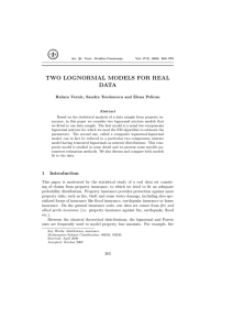 TWO LOGNORMAL MODELS FOR REAL DATA