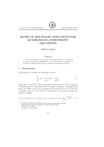 BLOW-UP BOUNDARY SOLUTIONS FOR QUASILINEAR ANISOTROPIC EQUATIONS Manuel Amzoiu