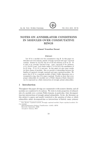 NOTES ON ANNIHILATOR CONDITIONS IN MODULES OVER COMMUTATIVE RINGS Ahmad Yousefian Darani