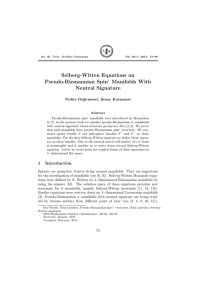 Seiberg-Witten Equations on Pseudo-Riemannian Spin Manifolds With Neutral Signature