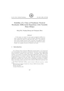 Stability of a Class of Nonlinear Neutral Time Delays