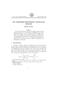 ON VARIABLE EXPONENT AMALGAM SPACES ˙ISMA˙IL AYDIN