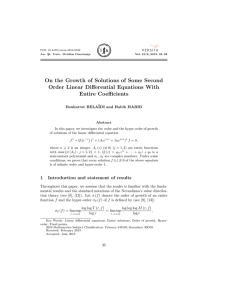 On the Growth of Solutions of Some Second Entire Coefficients Benharrat BELA¨