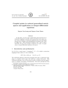 Coupled points in ordered generalized metric spaces and application to integro-differential equations