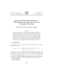 Kantrovich Type Generalization of Meyer-K¨ onig and Zeller Operators via Generating Functions