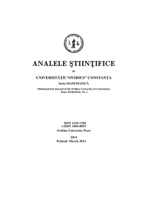 ANALELE S¸TIINT¸IFICE UNIVERSIT ˘AT¸II “OVIDIUS” CONSTANT¸A Seria MATEMATIC ˘A ISSN 1224-1784