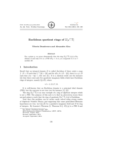 √ −5] Euclidean quotient rings of Z[ Tiberiu Dumitrescu and Alexandru Gica