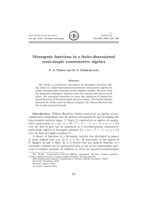 Monogenic functions in a finite-dimensional semi-simple commutative algebra