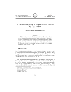 On the torsion group of elliptic curves induced by D(4)-triples c