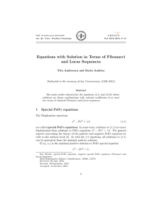 Equations with Solution in Terms of Fibonacci and Lucas Sequences