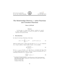 The Relationships Between p−valent Functions and Univalent Functions Murat C ¸ A ˘