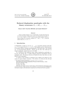 Reduced diophantine quadruples with the − G binary recurrence G = AG