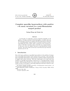 Complete spacelike hypersurfaces with positive r-th mean curvature in a semi-Riemannian