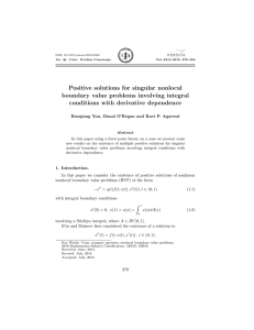 Positive solutions for singular nonlocal boundary value problems involving integral