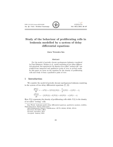 Study of the behaviour of proliferating cells in differential equations