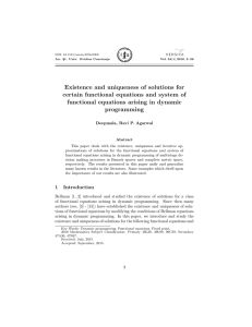Existence and uniqueness of solutions for functional equations arising in dynamic