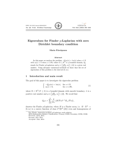 Eigenvalues for Finsler p-Laplacian with zero Dirichlet boundary condition Maria F˘ arc˘